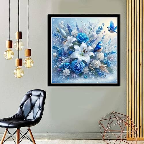 MOMDEDP 5D Bird Diamond Painting Kits for Adults Beginners, Rose Flower Diamond Art Kit,DIY Full Round Drill Diamond Dot Lily Gem Art Kits for Adults,Home Wall Decor 11.8x11.8 Inch MOMDEDP