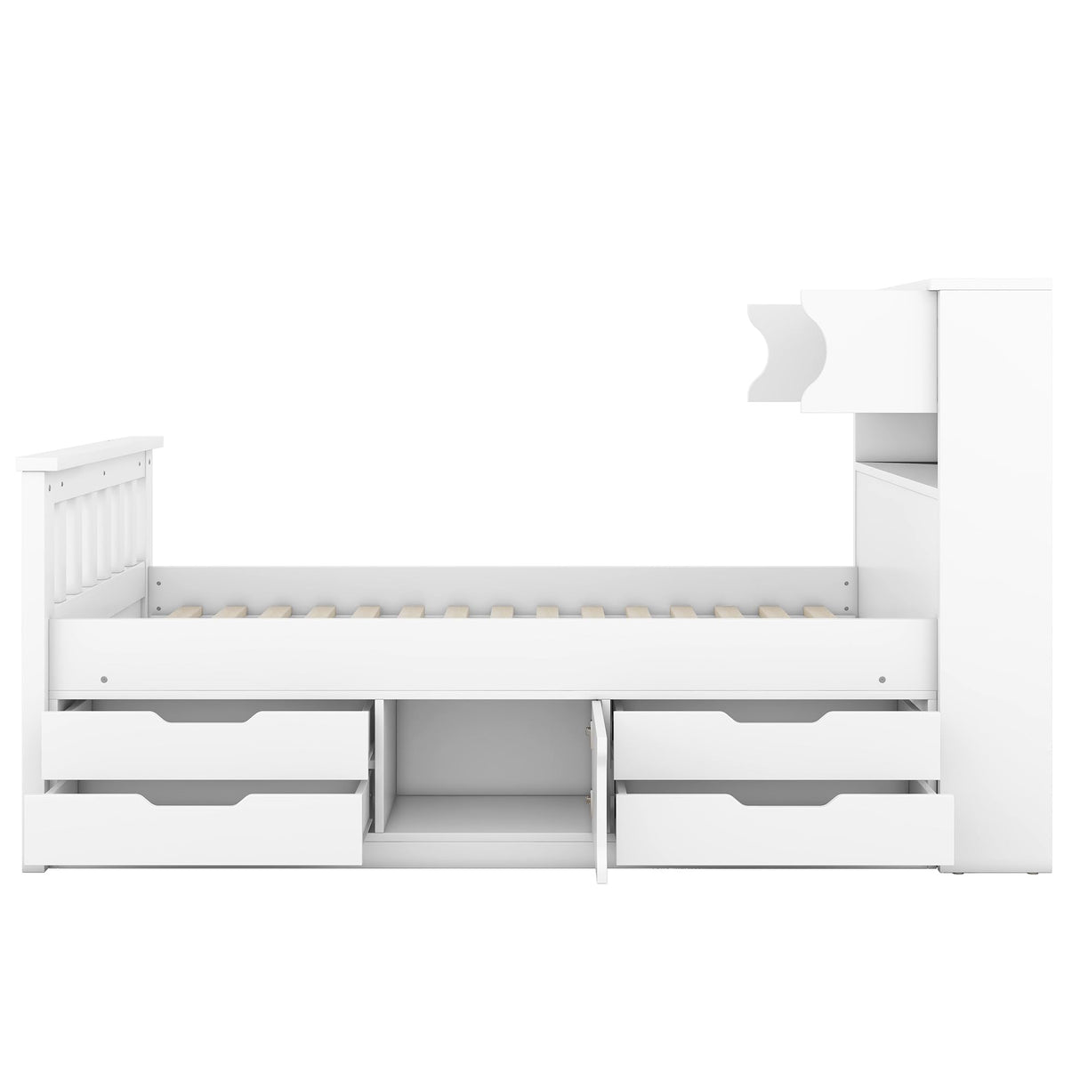 Modern Twin Size Captain Bed with Storage Headboard and 4 Drawers in White by XD Designs XD Designs