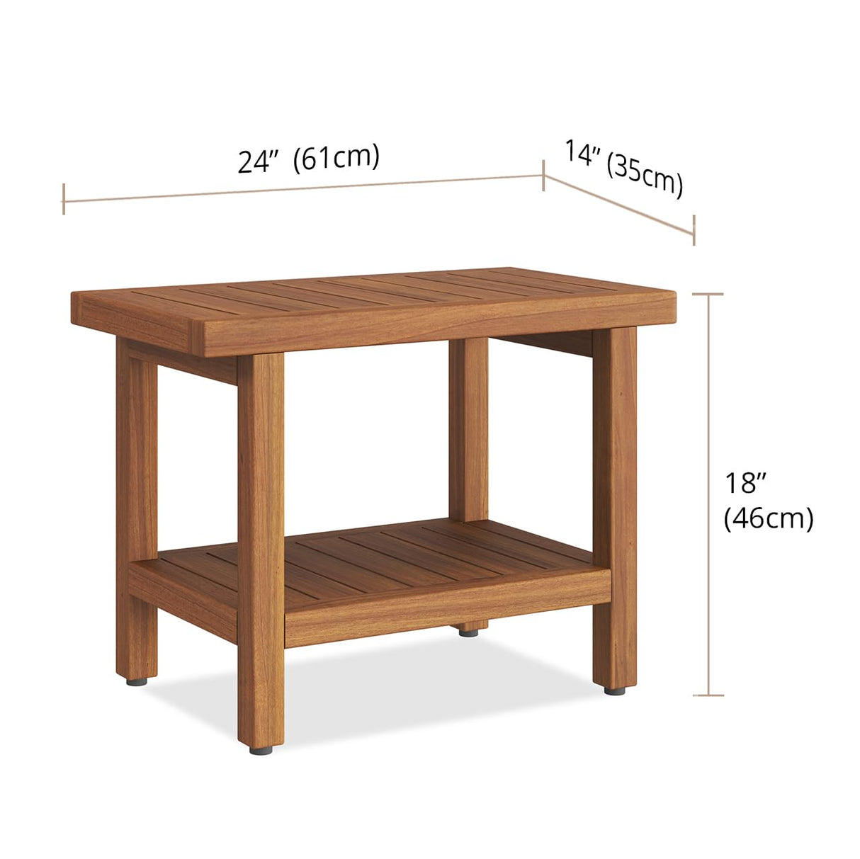 AquaTeak The Original 24" Spa Teak Shower Bench with Shelf AquaTeak