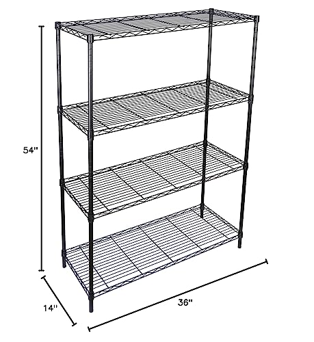 SUPER DEAL Black 4-Shelf Heavy Duty Storage Wire Shelving Unit for Restaurant Garage Pantry Kitchen Garage Rack (36L x 14W x 54H) SUPER DEAL