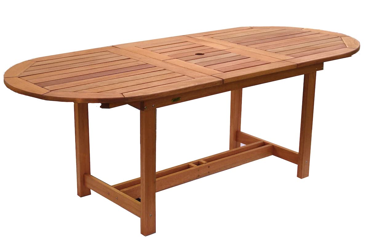 Amazonia Nelson 7-Piece Outdoor Oval Extendable Dining Table Set | Eucalyptus Wood | Ideal for Patio and Indoors Amazonia