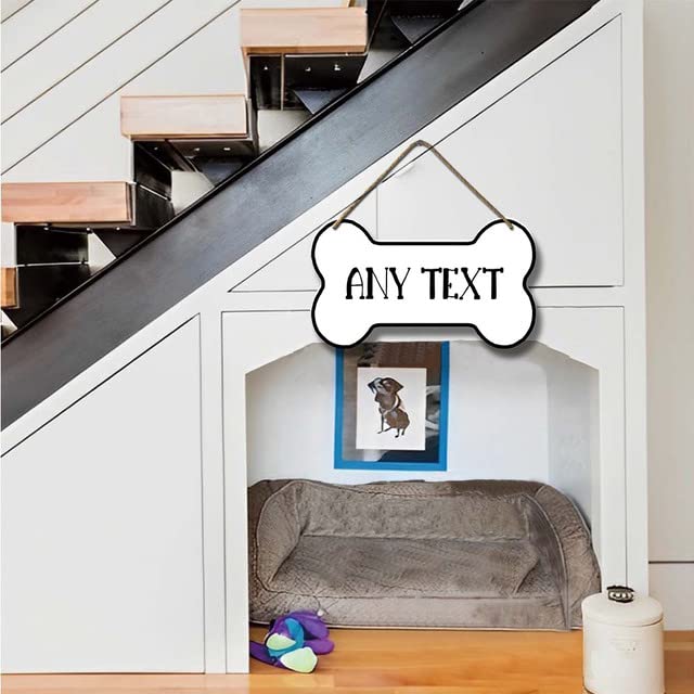 Ymaotrade Custom Bone Shape Sign,Dog Cat Pawprints Personalized Sign for Puppies Home Decor - Custom Name Wooden Plank Rustic Wall Decor Sign 8.3x4.8" Ymaotrade