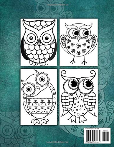 Large Print Coloring Book Owls: Clear Bold Lines, Easy Level, For Beginners, Seniors or Visually Impaired Majosta