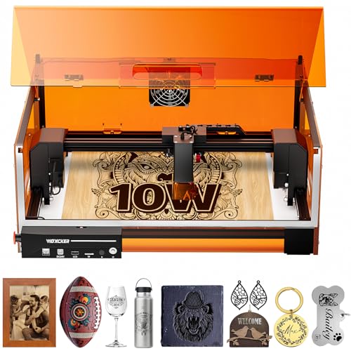 Laser Cutter and Engraver Machine, Woxcker L2 MAX 10W Enclosure Laser Engraving Machine, 300x300mm Bed Size CNC Engraving Machine 0.01mm High Precision Engraver for Wood Stainless Steel Glass Metal Woxcker