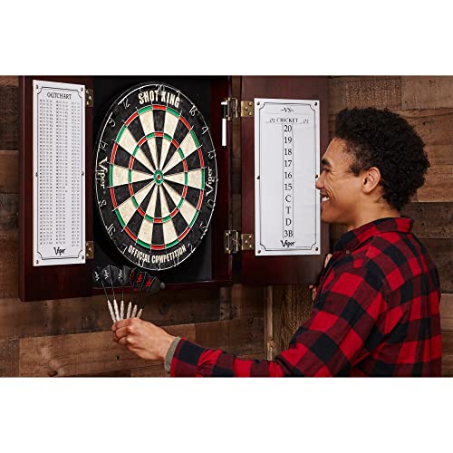 Viper Hudson Sisal/Bristle Steel Tip Dartboard Cabinet, Mahogany Finish Viper