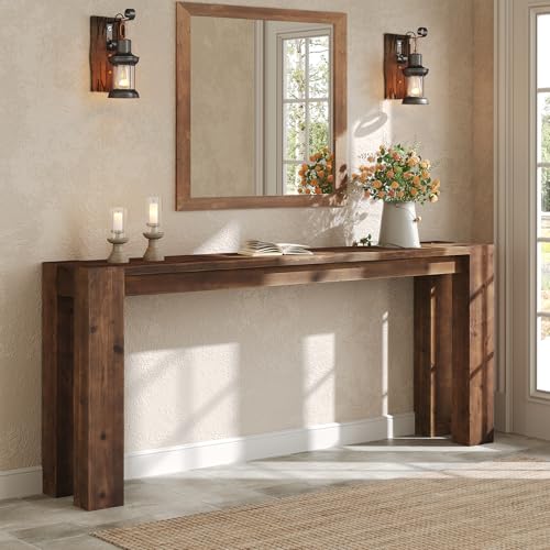 TRIBEWOOD Solid Wood Console Table for Entryway, 70.9-Inch Extra Long Farmhouse Sofa Table Behind Couch, for Living Room, Foyer, Hallway, Entrance, Rustic Brown TRIBEWOOD