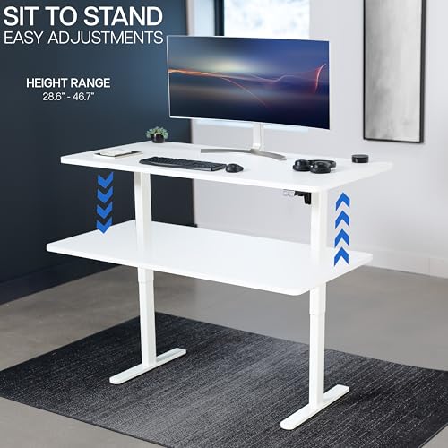 VIVO Electric 60 x 30 inch Stand Up Desk, Height Adjustable, White Top White Frame, Home and Office Furniture Sets, DESK-KIT-0W6W VIVO