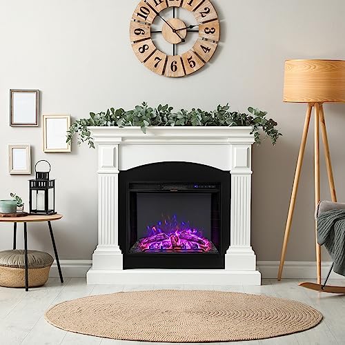 COSTWAY Electric Fireplace Insert 26-inch Wide, 5,000 BTU Recessed and Freestanding Fireplace Heater with Remote Control, 3 Flame Colors, 6 Brightness, 6H Timer, Fireplace for Indoor Use, 750/1500W COSTWAY