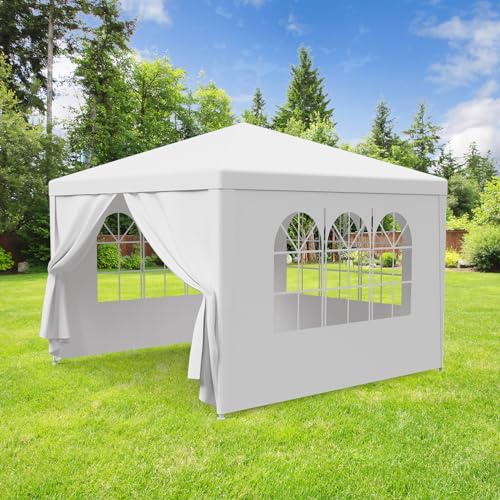 LEMY Party Tent,10'x10' Outdoor Gazebo Canopy Tent with Removable Sidewalls Windows,White Waterproof Heavy Duty Tent for Party,Wedding,Events,Beach,BBQ LEMY