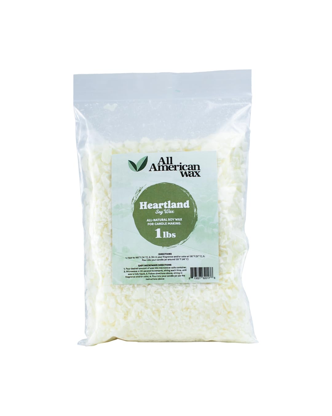 All American Wax Soy Wax Flakes – 1 lb Bag | Natural Soy Wax for Candle Making | Clean Burning, Easy to Melt, Great Scent Throw | DIY Candle Supplies All American wax