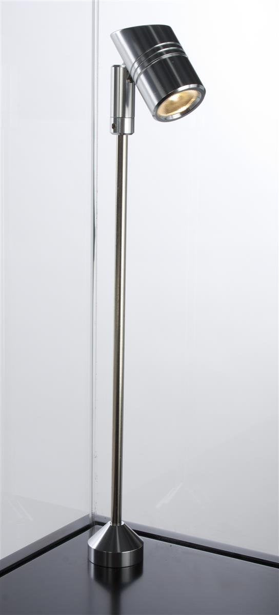 64" Glass Showcase with Pull-Out Drawer and Locking Storage Cabinet, Includes 2 LED Spotlights, Pedestal Display Case for 360 Degree Viewing - Black Displays2go