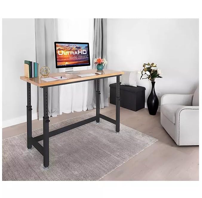 Ultra Heavy Duty Adjustable Workbench Table with Solid Wood Top, 1000-2000 lbs Capacity, (Graphite, 60" W x 24" D x 28.5"-42" H) Generic