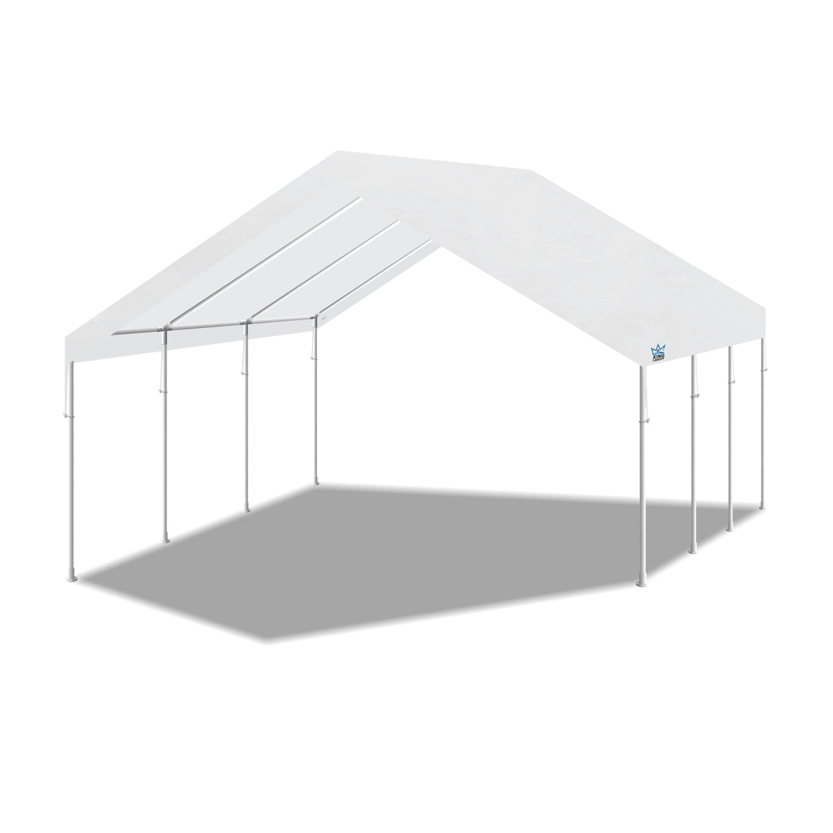 King Canopy Hercules 18-Feet by 20-Feet, 2-Inch Hammertone Steel Frame w/Buttons, 8-Leg, Carport, White King Canopy
