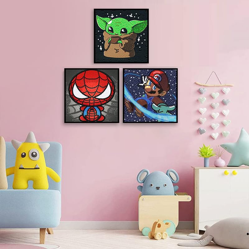 LWZAYS Diamond Painting Kits for Kids Diamond Art Gem by Number Kits Arts and Crafts for Kids, Mosaic Kits DIY Full Drill Painting Kit for Home Wall Decor 4 Pieces 6" X 6" LWZAYS