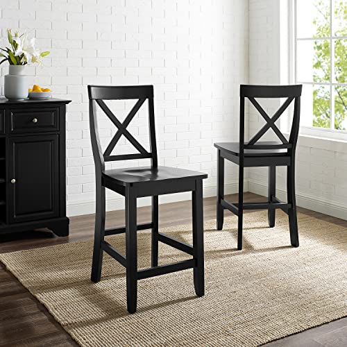 Crosley Furniture X-Back Bar Stool (Set of 2), 24-inch, Black Crosley Furniture