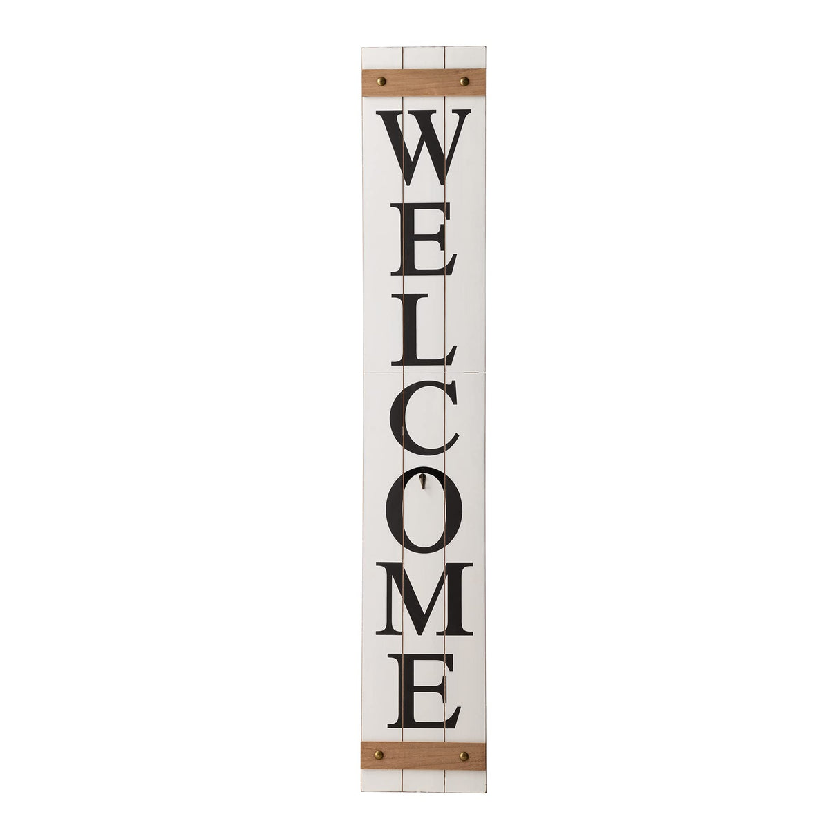 glitzhome Welcome Sign for Front Door Porch Rustic Farmhouse Wooden Hanging Wall Decor with Interchangeable Floral Wreath, 60" H, White glitzhome