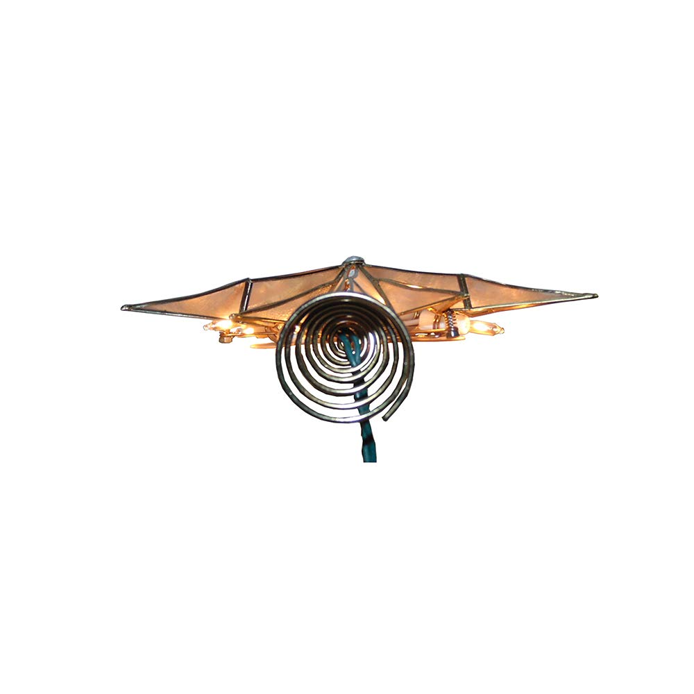 Kurt S. Adler Kurt Adler 10-Light 12-Point Capiz Star and Center Gem Treetop, 10.24in, Gold, White Kurt S. Adler