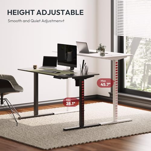 SANODESK Single Motor 2 Stage Electric Height Adjustable Standing Desk Frame Heavy Duty 176lbs Load Capacity for Home Office (Black Frame Only) SANODESK