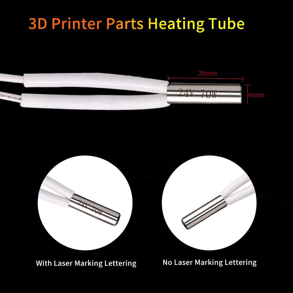 Creativity 12V 70W Right Angle Heater Cartridge Heating Tube, 3D Printer 12 Volt Upgrade to 500°C, Compatible with MK8 Extruder V6 Hotend PT100 Volcano 3D Printer (12V70W Heater) Creativity
