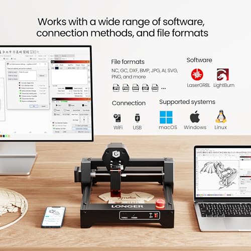 LONGER RAY5 Laser Engraver 3500mW High Precision 0.04 * 0.04mm Mini Laser Cutter and Engraving Machine 130x140mm Working Area for Wood Metal Acrylic Glass Longer