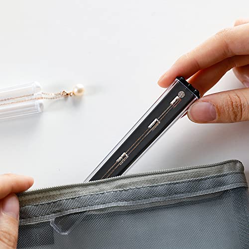 FrasioJoon Anti-Tangle 2 Pcs Travel Necklace Acrylic Mini Portable Storage Holder,Pendant Small Chain Box Container Display Case FrasioJoon