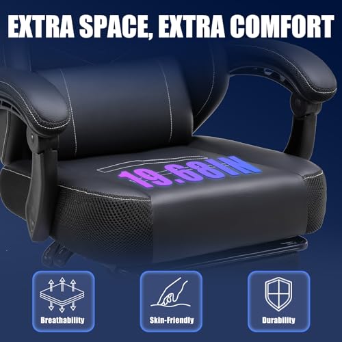 GTPLAYER Gaming Chair with Light Strip& Footrest,Recliner Chair Headrest & Lumbar Support, Linkage Armrest,Ergonomic Gaming Chair, High Back Office Home, Black GTPLAYER