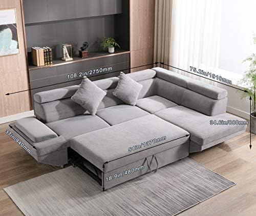 Sofa Bed Sectional Sofa Futon Sofa Bed Sleeper Sofa for Living Room Furniture Set Modern Sofa Set Corner Sofa Upholstered Contemporary Fabric FDW