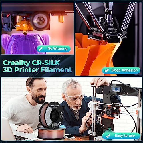 Creality Rainbow Silk PLA 3D Printer Filament 1.75mm, Gradient Multicolor, High Smoothness & Toughness, +/-0.02mm, 3D Printing Filament 1KG/2.2lb (Rainbow) Creality