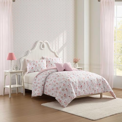 Laura Ashley - Kids Comforter Set, 100% Super Soft Toddler Bedding with Matching Sham & Bonus Decorative Pillow, Ideal Girl Room Essentials (Ballerina Divas Pink, Twin) Laura Ashley