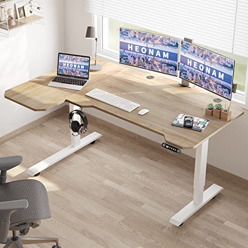 HEONAM Ergonomic Electric Standing Desk 59 Inch, Height Adjustable Sit Stand Desk with Memory Keypad and Large Work Surface HEONAM