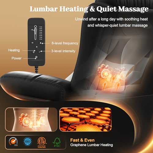 Aotolo Power Reclining Loveseat Sofa with Console, Wall Hugger RV Recliner Couch, Home Theater Seating with Heating & Massage, Bluetooth Speaker, LED Light, USB & Type-C Ports, Storage Armrests