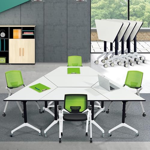 Conference Table, Mobile Training Table with Silent Wheels, Modern Flip Top Foldable Conference Room Table,Rolling Meeting Tables,Seminar Conference Tables for Office, Meeting Room (6pack) VORDERRY