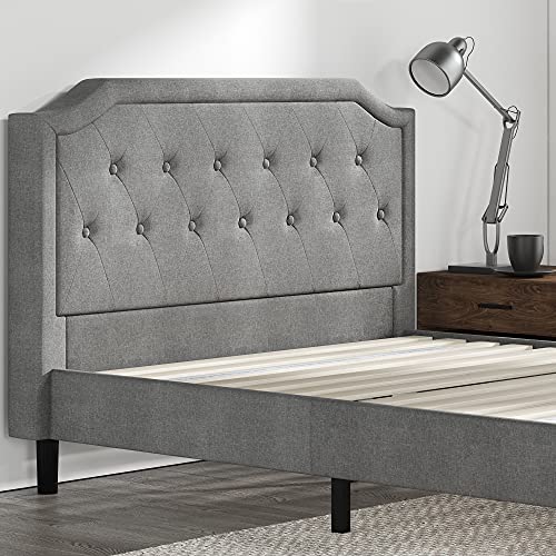 ZINUS Kellen Upholstered Scalloped Platform Bed Frame, Mattress Foundation, Wood Slat Support, No Box Spring Needed, Easy Assembly, Queen Zinus