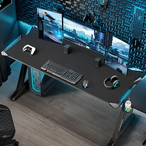 EUREKA ERGONOMIC Gaming Desk with LED Lights Home Office RGB Table, Small Gaming Desk, Computer Table, Black EUREKA ERGONOMIC