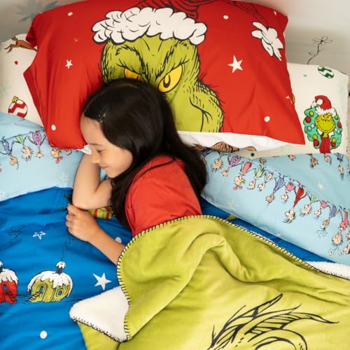 Grinch by Dr. Seuss Holiday & Christmas Bedding Super Soft Comforter and Sheet Set with Sham, 7 Piece King Size (Official Dr. Seuss Product) by Franco Franco