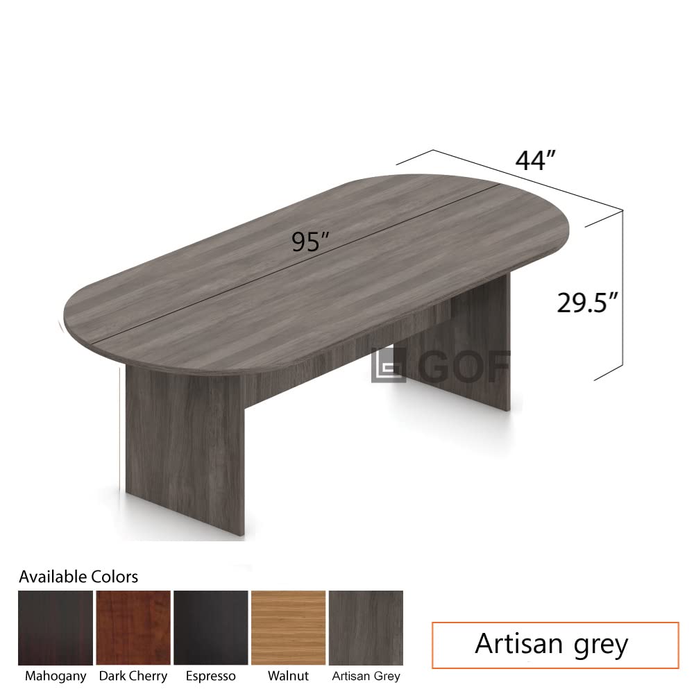 GOF 6FT, 8FT, 10FT Conference Table & Chair (G6711IVC) Set, Dark Cherry, Espresso, Artisan Gery, Mahogany, Walnut (8ft Table Only, Artisan Grey) GOF