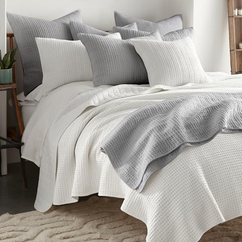 Levtex Home Mills Waffle Full/Queen Quilt Set (88x92in) with 2 Pillow Shams (26x20in) - Cream - Cotton Waffle Full/Queen Size Quilt Bedding Set - Lightweight, Soft, Pre-Washed Levtex Home