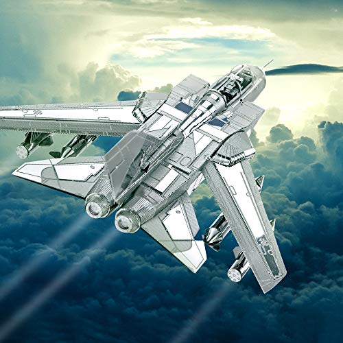 Piececool 3D Metal Puzzle for Adults, Tornado Fighter Jet Military Airplane Models Kits to Build for Teens Men Hobbies DIY 3D Puzzles, Great Birthday Gifts, 83 Pcs