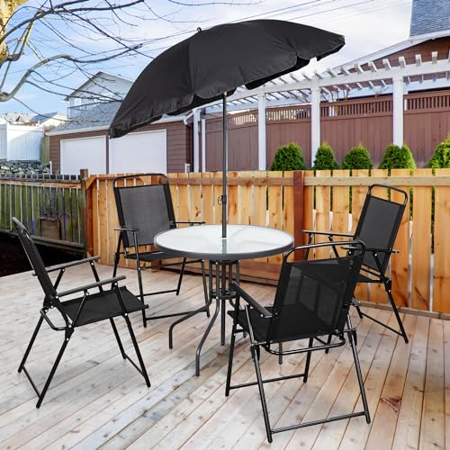 Shintenchi 6 Piece Patio Dining Set Light Black Shintenchi