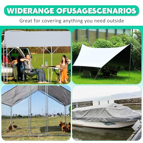 12 x 20 Ft Carport Replacement Canopy Cover Garage Top Tent Shelter Tarp,200G Heavy Duty Car Port Canopy Tent,Grey Waterproof and UV Protected Tarp with 50 Ball Bungees (Frame Not Include) ZAZTLL