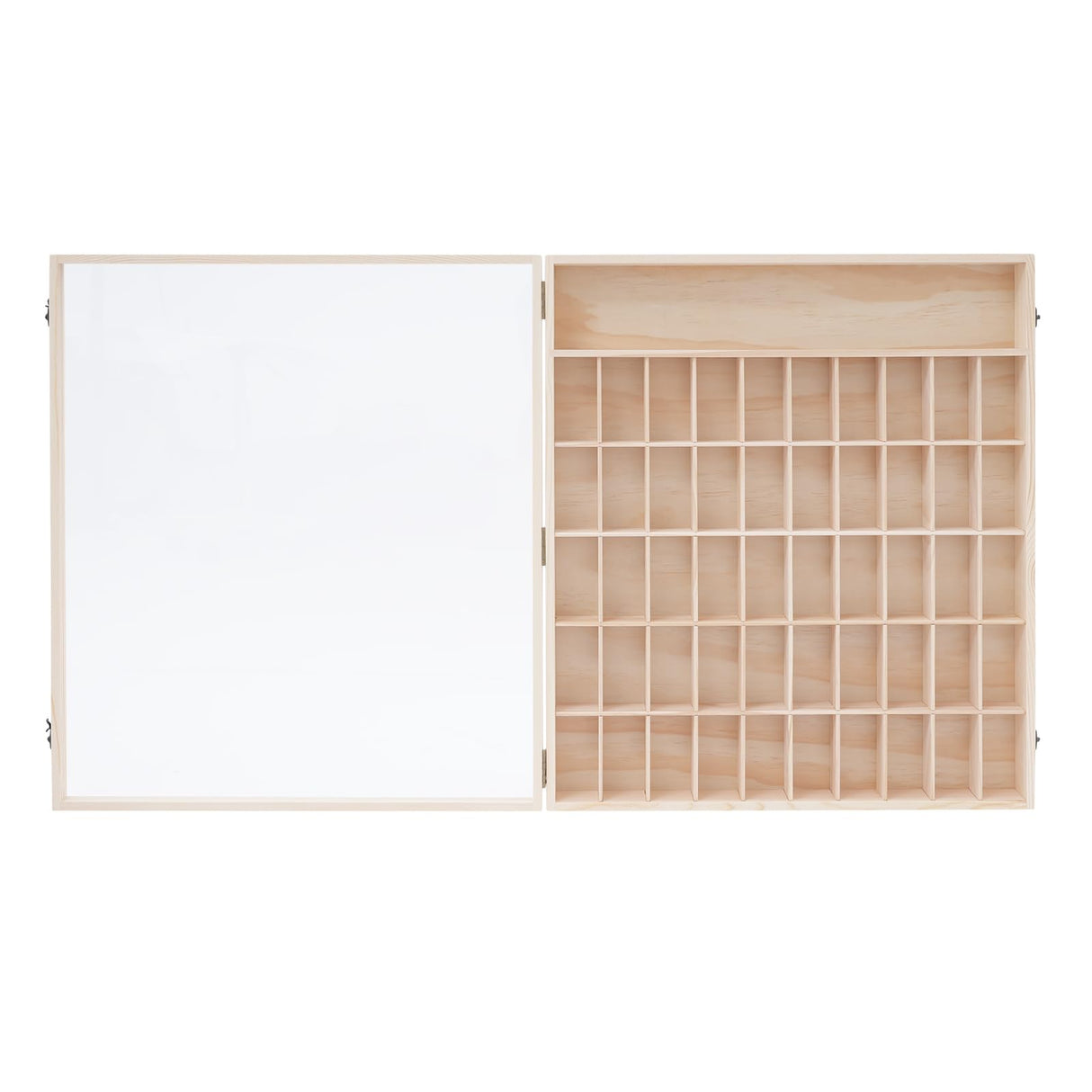 LOONGWEIA Wall Mount Wooden Display Case, 6 Tier Minifigure Display Cabinet with Acrylic Door Miniature Curio Cabinet with 50 Small Compartments for Mini Figures Collectibles Action Figures LOONGWEIA