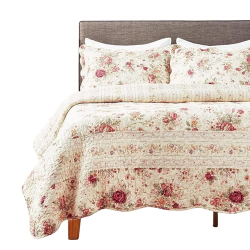 Greenland Home Antique Rose 100% Cotton Heirloom-Quality Quilt Set, 2-Piece Twin/XL, Ecru Greenland Home Fashions