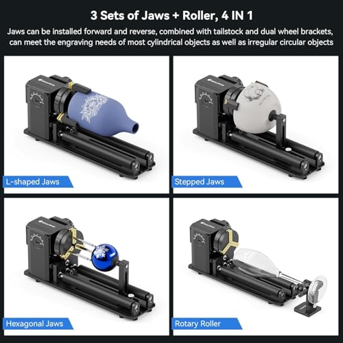 SCULPFUN RA Pro Max 4 in 1 Rotary Roller, Rotary Chuck for S9 S30 Ultra SF-A9 Series Laser Engraver, Multi-Function Y-axis Roller Engraving Module for Laser Engraving Irregular Round Objects SCULPFUN