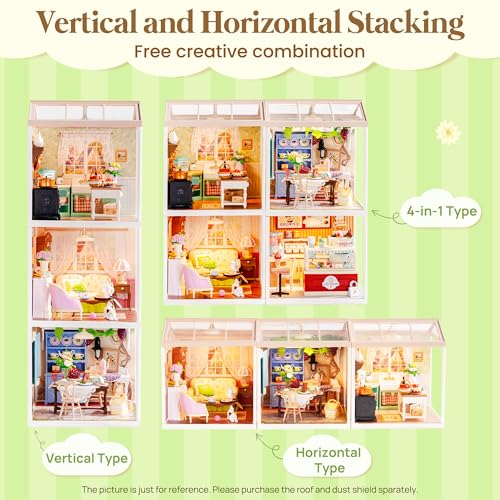 ROBOTIME Super Creator Kits, DIY Mini House Toy Building Set, Plastic Miniature House 126 PCS with Led, Building Set Kits for Creative Play Unique Hobby Gift Idea Birthday (Farmhouse Kitchen)
