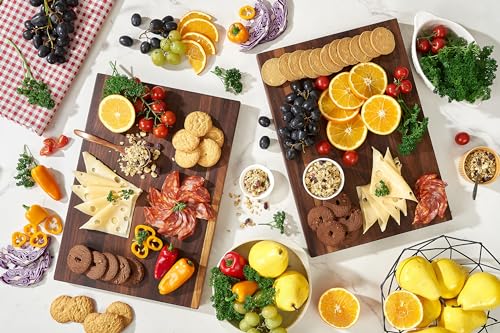 Cozifa American Walnut Wood Cutting Board 17"Lx12"Wx1"Thick for Kitchen with Juice Groove, Inner Handles, Gift Box; Wooden Chopping Board Finished COZIFA