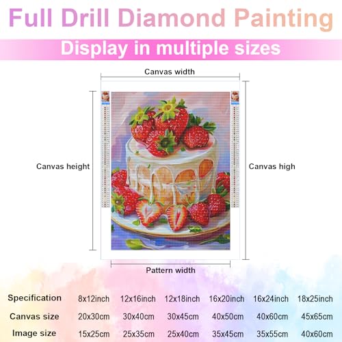 Strawberry Cake Diamond Painting Kits for Adults,Food Diamond Painting Art Kit for Adult,DIY Full Drill Diamond Art Painting,5D Gem Art and Crafts for Home Wall Decor Gift 12x16 Inch CEQOLI