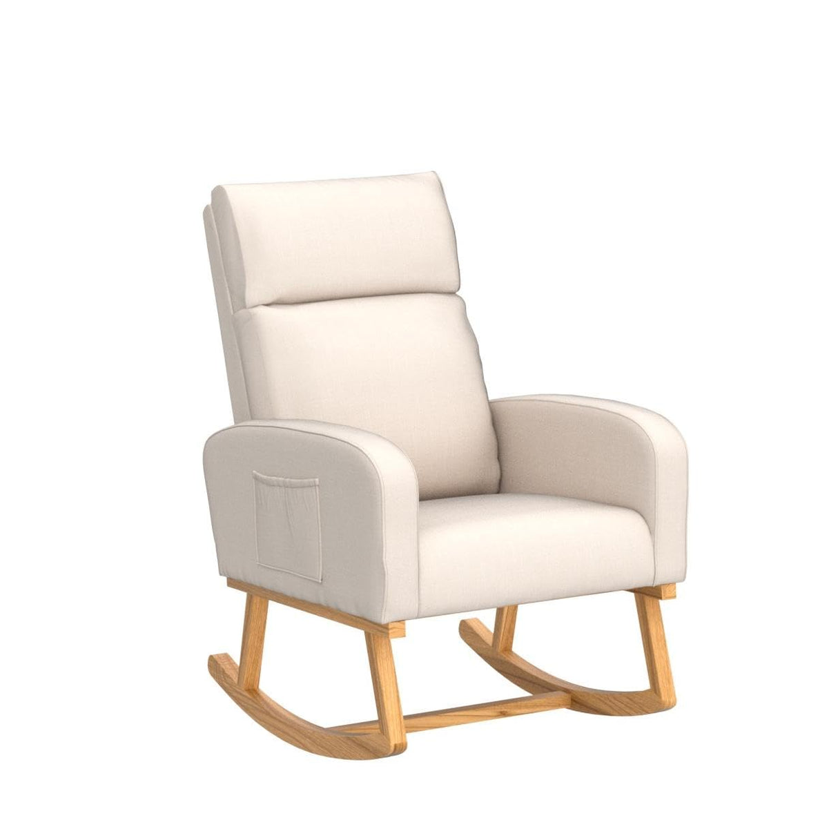 YUUIJOAA Rocking Chair Nursery - Glider Modern Accent Chairs Upholstered Linen Nursing Rocker Padded Armchair for Indoor Living Room Bedroom Beige YUUIJOAA
