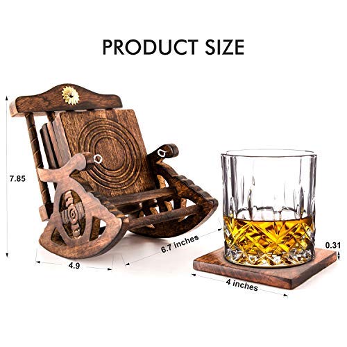 Divit Coasters Wooden for Drinks, Eco-Friendly, Absorbent, Antique Look Handcrafted Coasters (Rocking Chair) DIVIT COASTERS