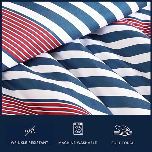 Nautica - Twin/Twin XL Comforter Set, Super Soft Woven Bedding with a Medium-Weight Feel for Year Round Use, 2 Piece Bed Set with Matching Pillowcase (Kennedy Stripe Navy) Nautica