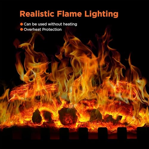 ZAFRO Freestanding Electric Fireplace Stove, Small Electric Fireplace Heater with Thermostat Control, 3D Realistic Flame,1000W/1500W & Overheating Protection, 22.28 inch ZAFRO